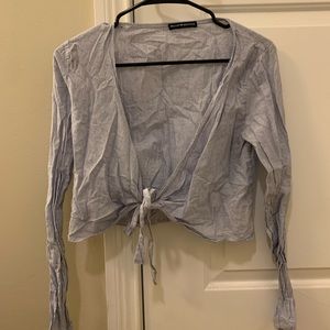 blue/white stripped long sleeve BRANDY that ties